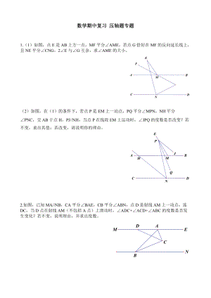 七年级下册数学期中复习-压轴题专题5页