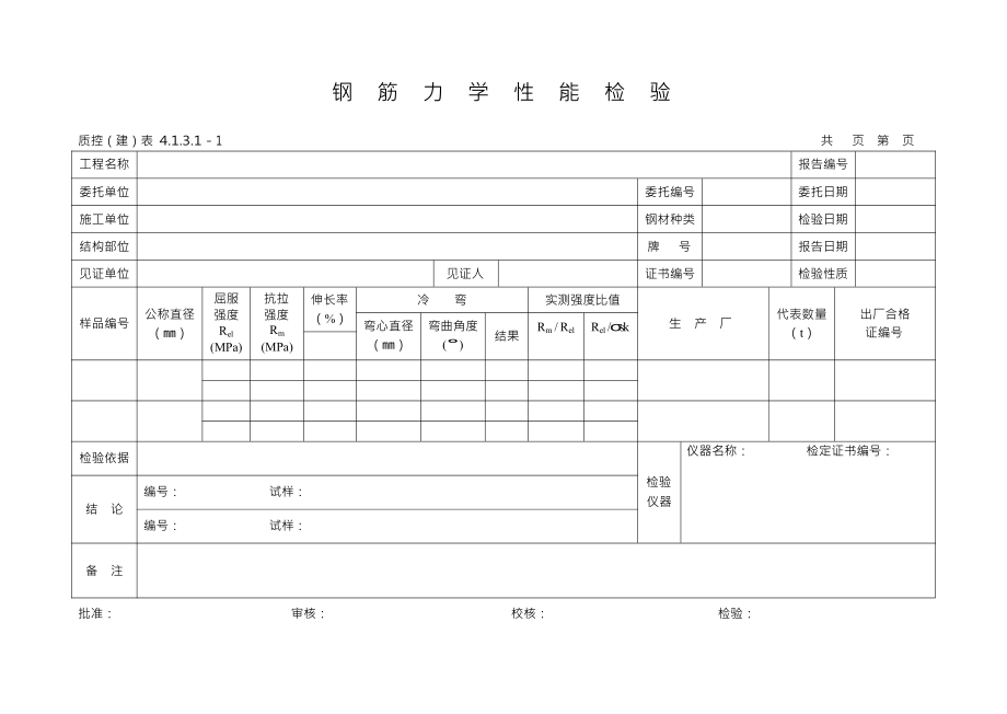 建筑工程质量检测报告各种表格综合大全表格_第1页