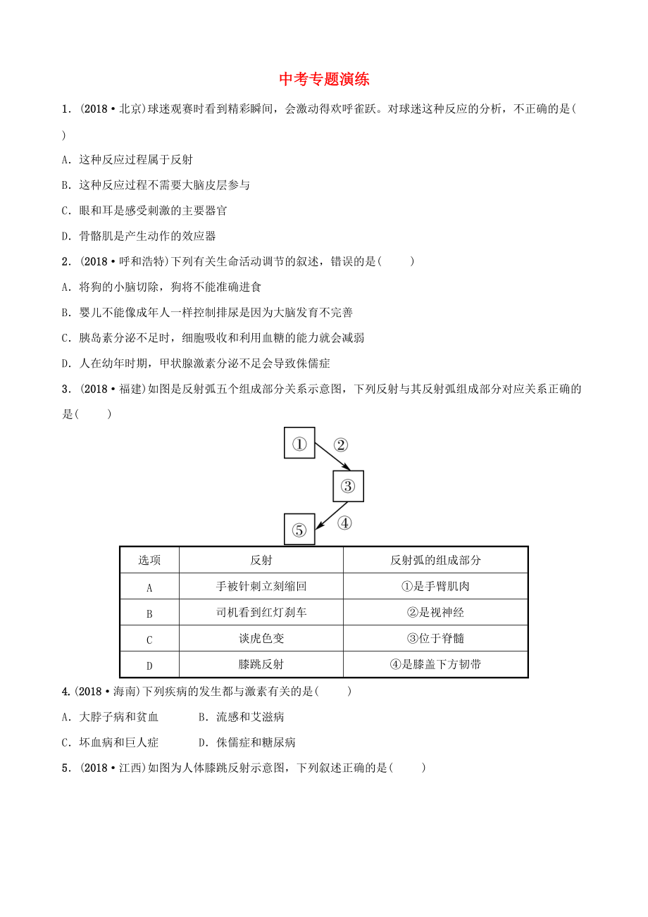 山東省淄博市中考生物 專題六專題演練_第1頁(yè)