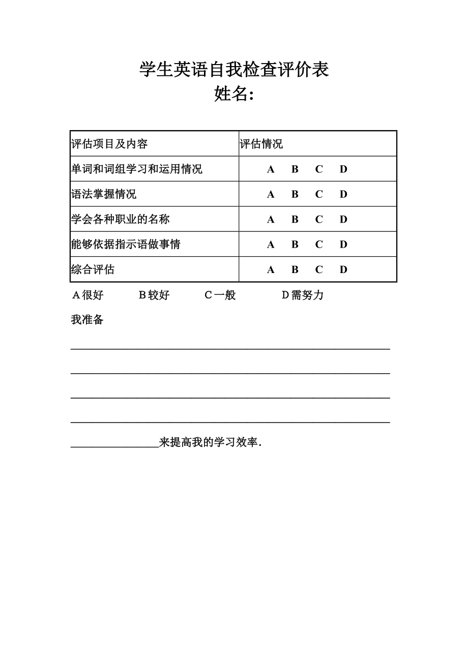 英文职业调查表图片图片