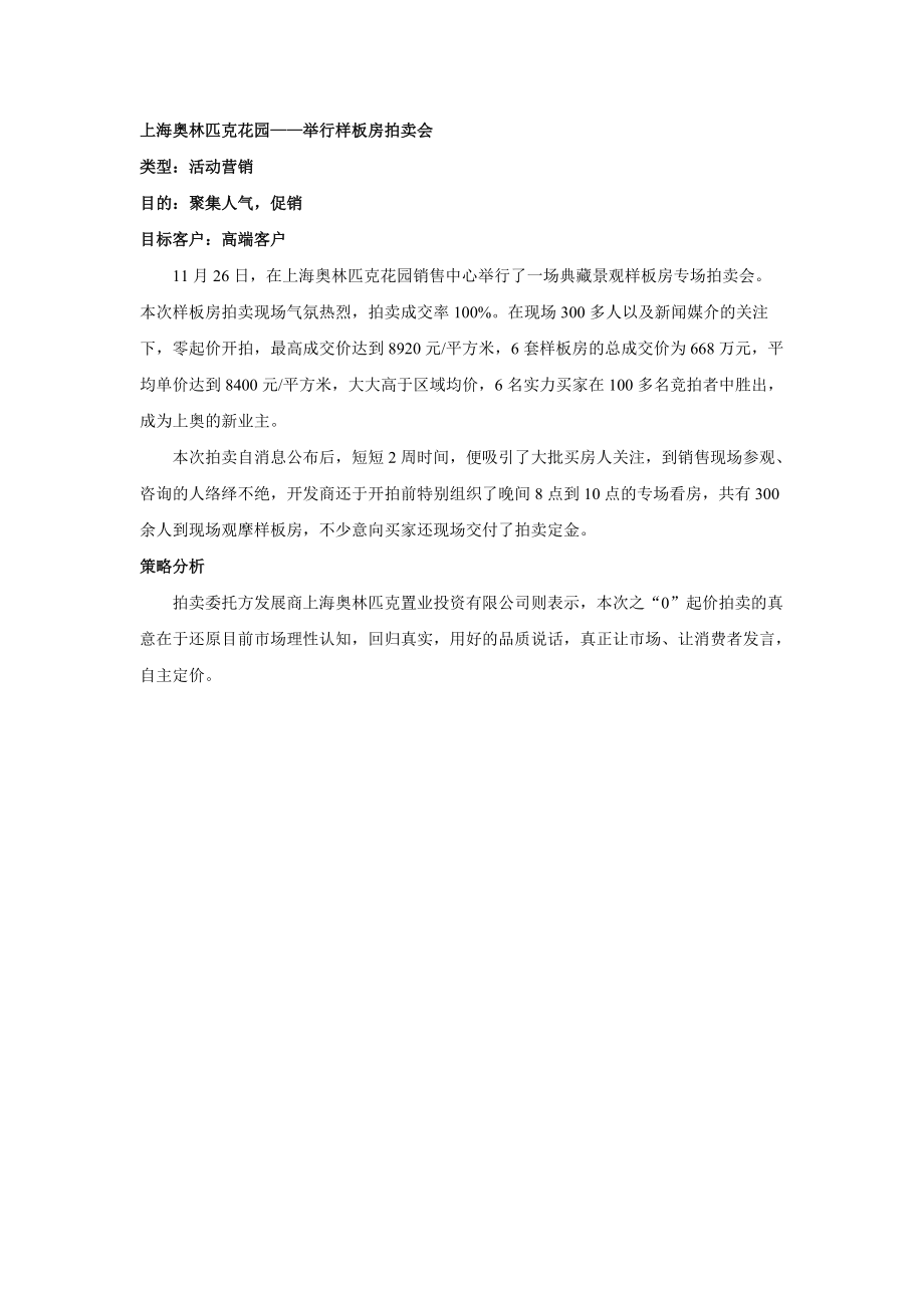 上海奥林匹克花园：举行样板房拍卖会_第1页