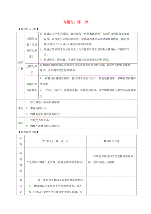 山東省郯城縣中考物理 專題七 浮力復(fù)習教案