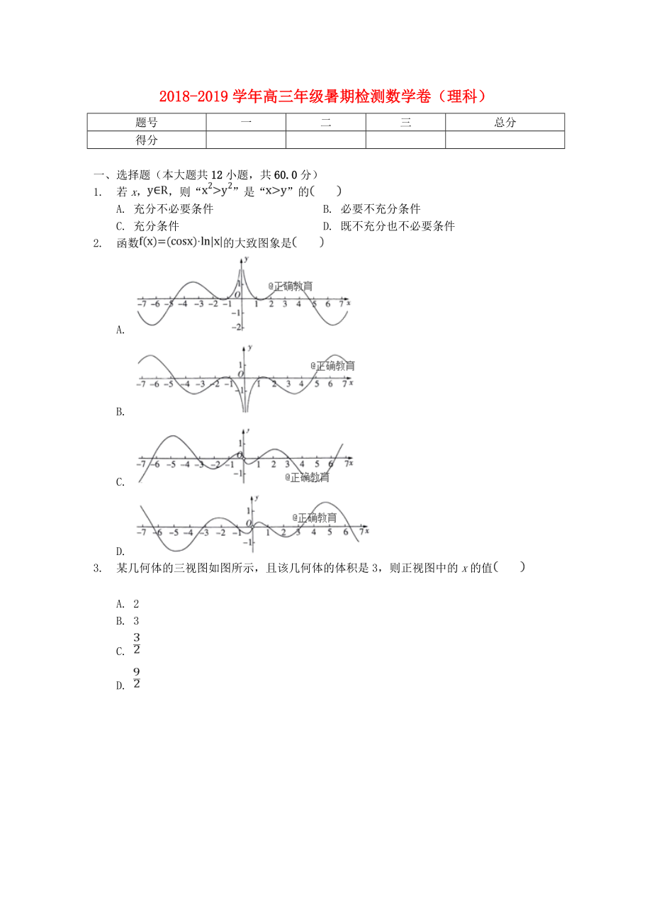 安徽省合肥九学高三数学暑期调研考试试题 理_第1页