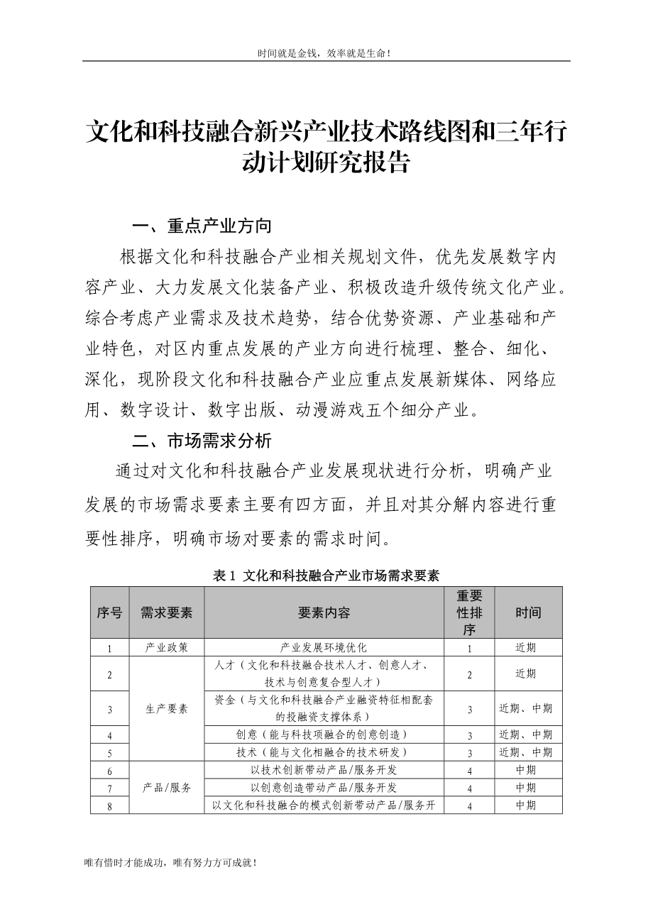 文化和科技融合新兴产业技术路线图和三年行动计划研究..._第1页