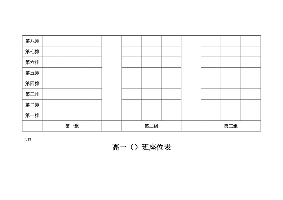 座位表(高一()逆向