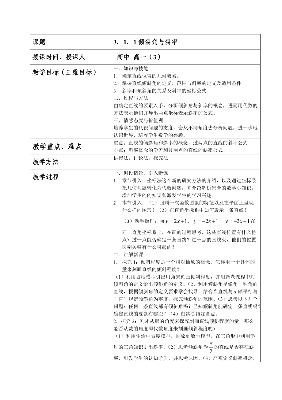 人教版高中數(shù)學《傾斜角與斜率》_第1頁