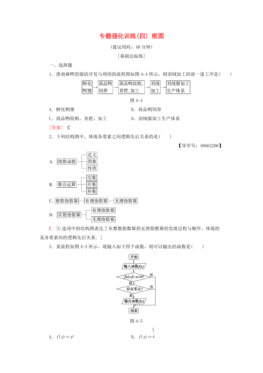 高中數(shù)學 專題強化訓練4 框圖 新人教A版選修12_第1頁