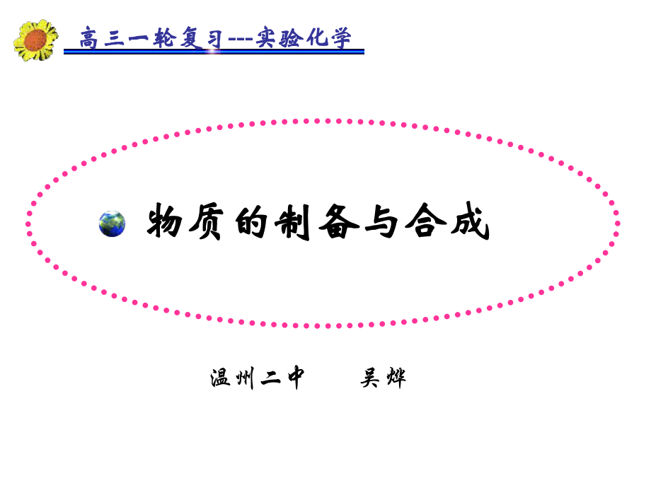 高三化學(xué)復(fù)習(xí)《物質(zhì)的制備與合成》溫州二中吳燁老師ppt_第1頁