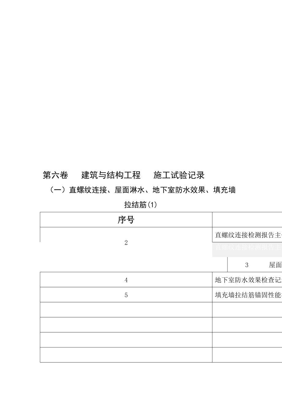 6.第六卷 建筑与结构工程 施工试验记录_第1页