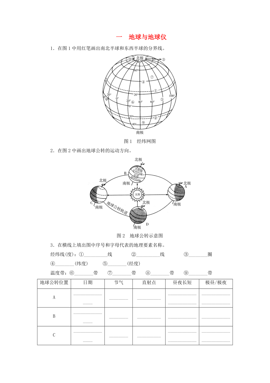 江西省中考地理 看图解题 模块一 地球和地图_第1页