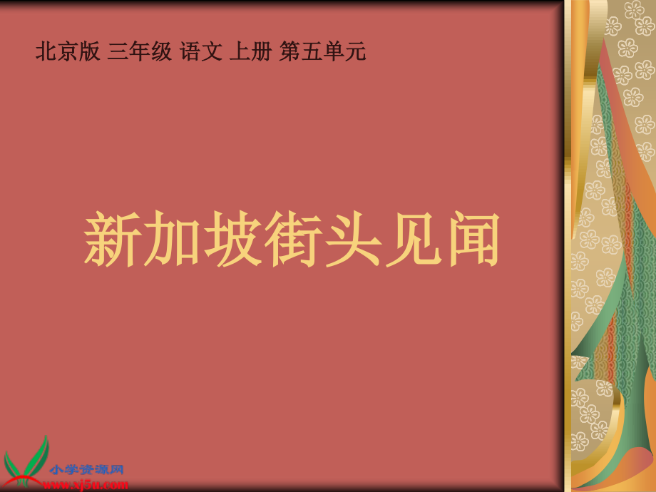 北京版三年級上冊新加坡街頭見聞 5PPT課件_第1頁