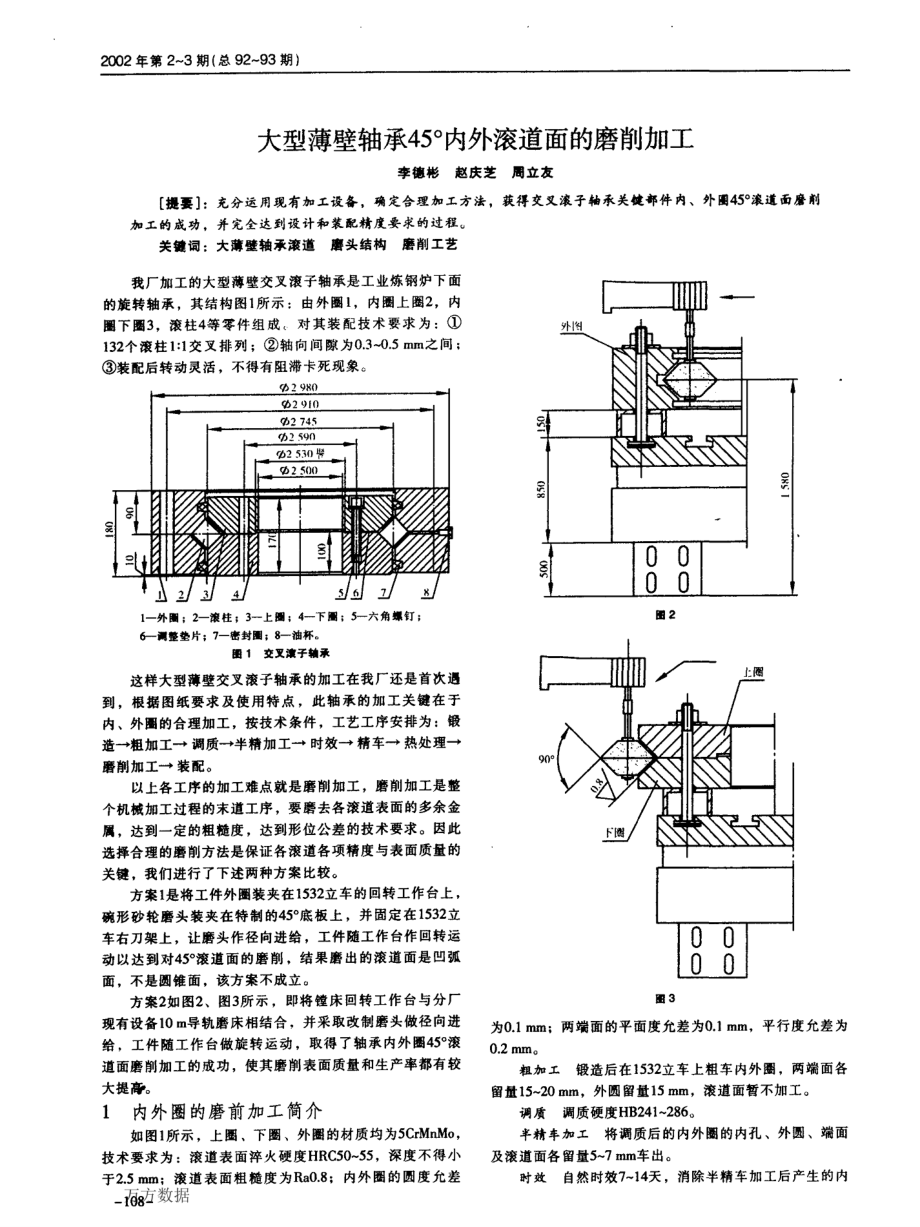 大型薄轴承176;内外滚道面的磨削加工_第1页