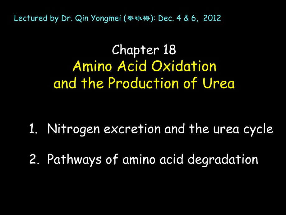 生物化學(xué)：Chapter 18 Amino Acid Oxidation_第1頁