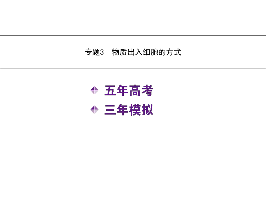 【5年高考3年模擬】高考物二輪復(fù)習(xí) 專(zhuān)題3 物質(zhì)出入細(xì)胞的方式課件_第1頁(yè)