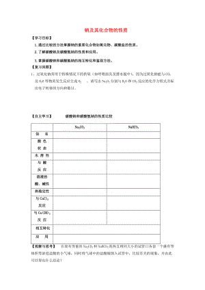 浙江省臺州市路橋區(qū)高中化學 專題二 從海水中獲得的化學物質 第二單元 鈉、鎂及其化合物 2.7 鈉的化合物學案無答案蘇教版必修1