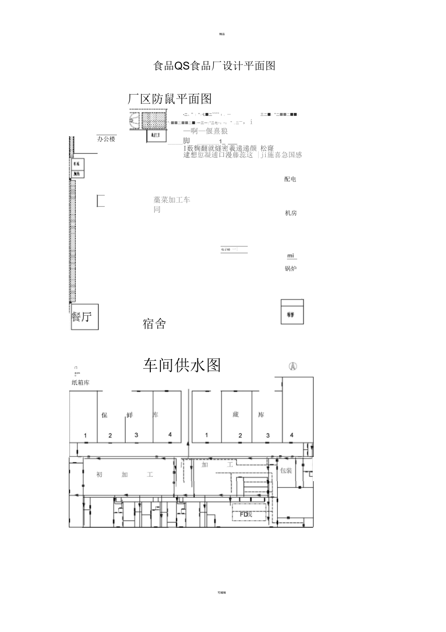 食品QS蔬菜加工厂设计平面图1_第1页