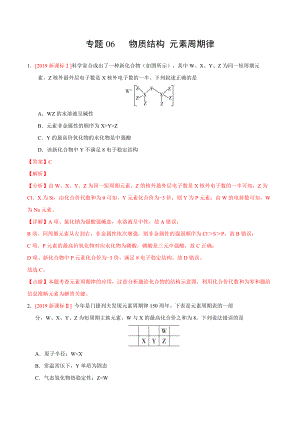 三年高考(2017-2019)化學(xué)真題分項版解析——專題06-物質(zhì)結(jié)構(gòu)-元素周期律-(解析版)14頁