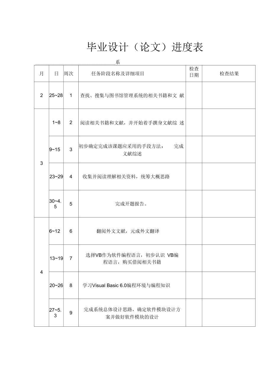 图书馆管理系统毕业设计进度表_第1页