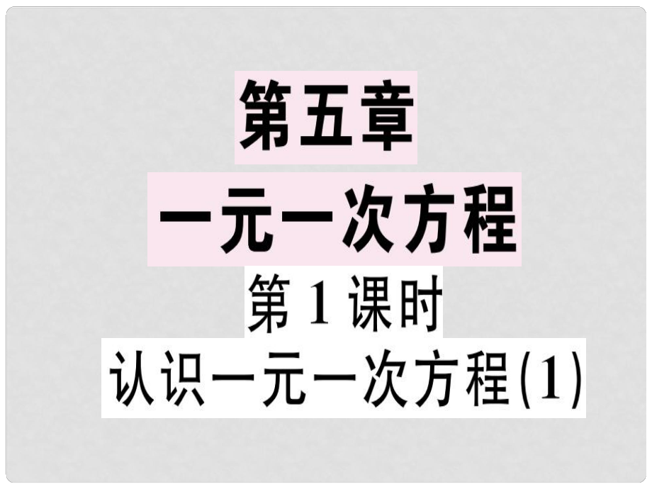 廣東省七年級(jí)數(shù)學(xué)上冊(cè) 第五章 一元一次方程 第1課時(shí) 認(rèn)識(shí)一元一次方程（1）習(xí)題課件 （新版）北師大版_第1頁