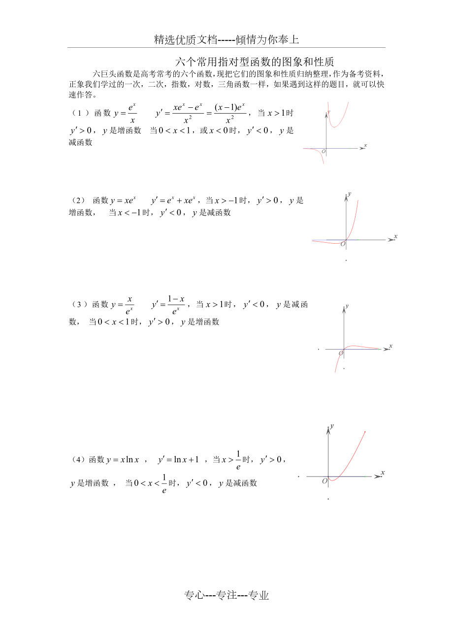 六个常用指对型函数的图象和性质(共5页)_第1页