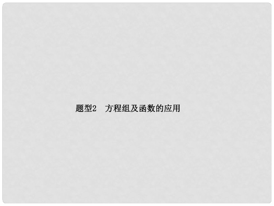 江苏省宿迁市泗洪县中考数学专题复习 题型2 方程组及函数的应用课件_第1页