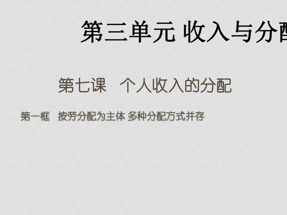 高中政治 第一框 按劳分配为主体 多种分配方式并存课件 新人教版必修1_第1页