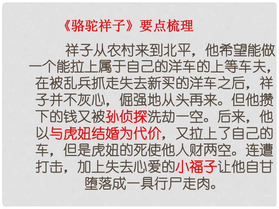 广东省深圳市宝安区中考语文 骆驼祥子复习课件_第1页