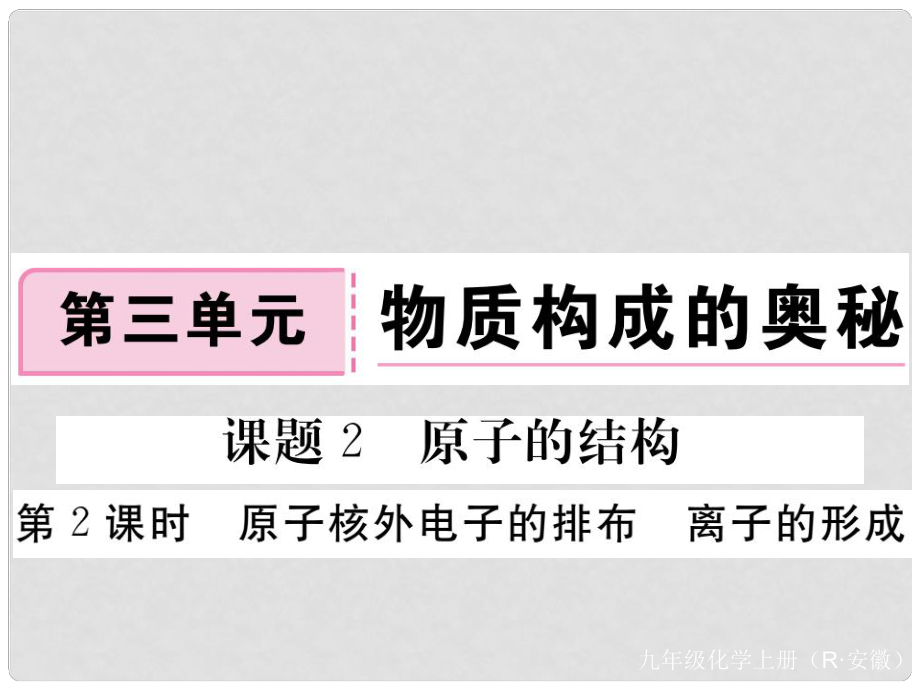 安徽省九年級化學上冊 第三單元 物質構成的奧秘 課題2 原子的結構 第2課時 原子核外電子的排布 離子的形成練習課件（含模擬）（新版）新人教版_第1頁