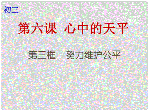 云南省個舊市九年級政治全冊 第二單元 共同生活 第六課 心中的天平 第3框 努力維護(hù)公平課件 人民版