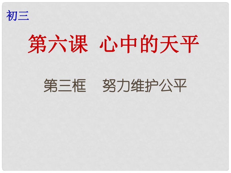 云南省個(gè)舊市九年級(jí)政治全冊(cè) 第二單元 共同生活 第六課 心中的天平 第3框 努力維護(hù)公平課件 人民版_第1頁(yè)