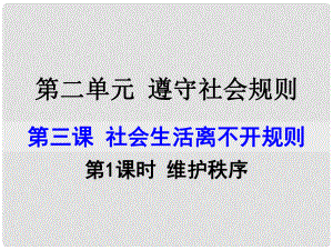 八年級道德與法治上冊 第二單元 遵守社會規(guī)則 第三課 社會生活離不開規(guī)則第1框 維護秩序課件 新人教版