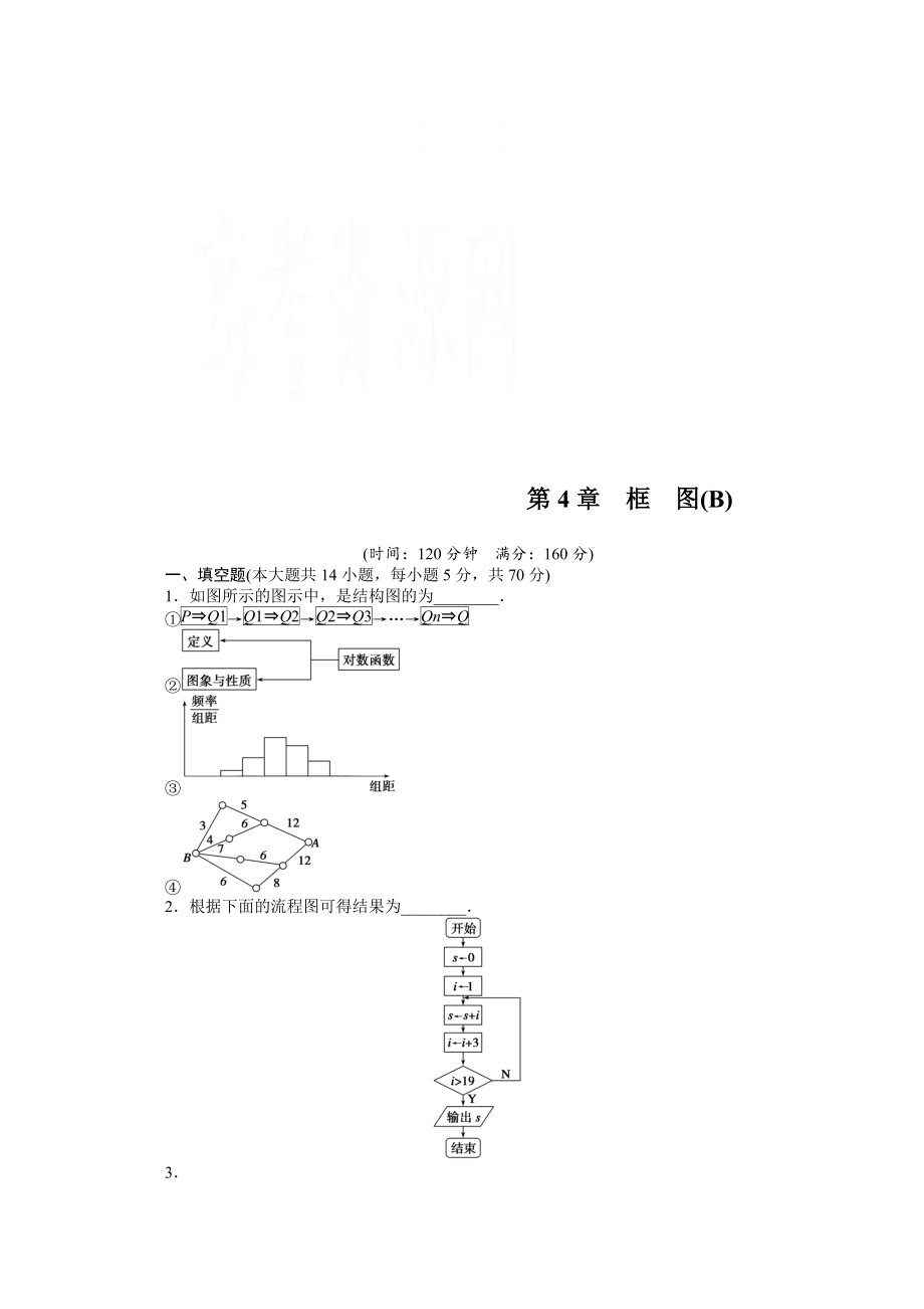 精校版高中數(shù)學(xué)蘇教版選修12習(xí)題：第4章 框圖 章末檢測(cè)B_第1頁(yè)