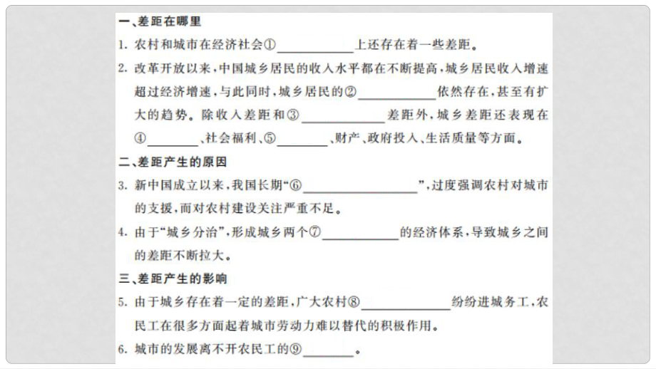 九年級(jí)道德與法治上冊(cè) 第二單元 感受祖國(guó)的心跳 第四課 城鄉(xiāng)直通車(chē) 第2框 城鄉(xiāng)差距課件 人民版_第1頁(yè)