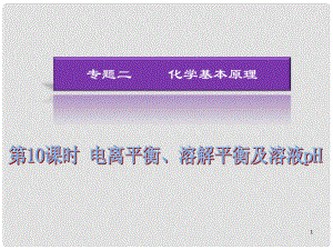 湖南省高考化學二輪復習 第10課時 電離平衡、溶解平衡及溶液pH課件 新人教版