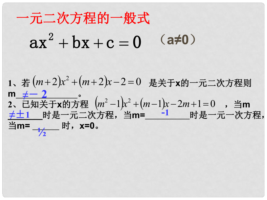 浙江省临安市於潜第二初级中学九年级数学《一元二次方程的一般式》课件_第1页