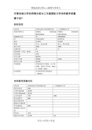 印第安納大學(xué)伯明頓分校與三叉戟國際大學(xué)本科教學(xué)質(zhì)量對比(共2頁)