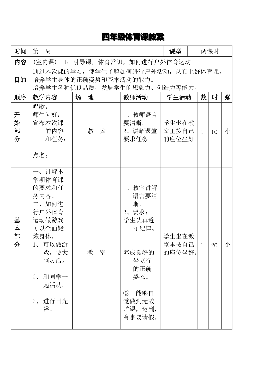 四年級(jí)下冊(cè)《體育》全冊(cè)教案[共34頁(yè)]_第1頁(yè)