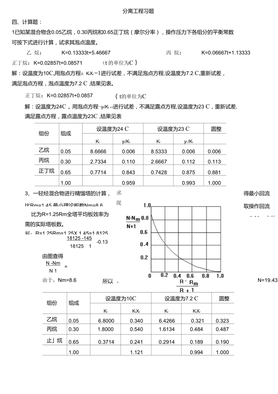 分离工程计算题_第1页