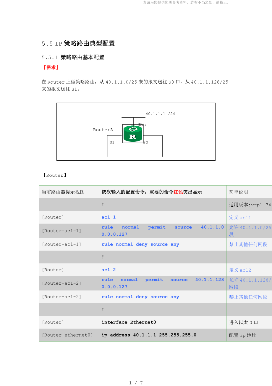 路由协议-ip策略路由典型配置_第1页