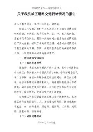 涡阳县城区道路交通情况汇报(共9页)