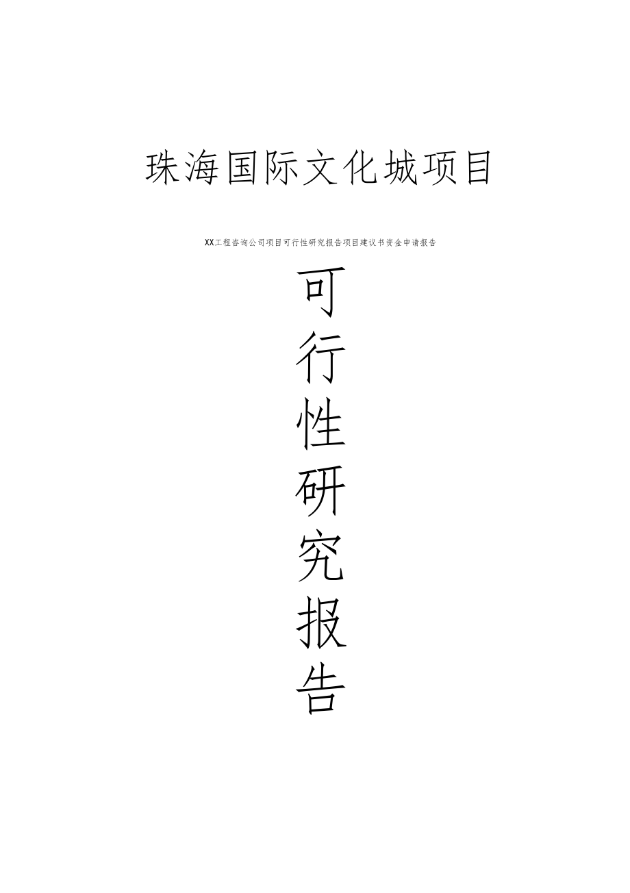 珠海国际文化城项目可行性研究分析报告书_第1页