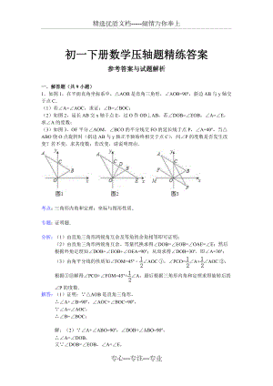初一下册数学压轴题精练答案(共17页)