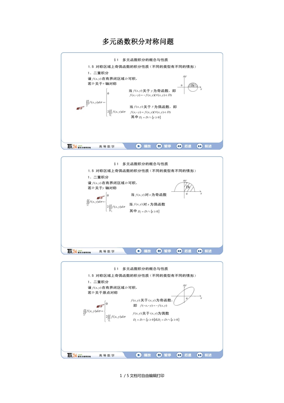 多元函数积分对称问题_第1页