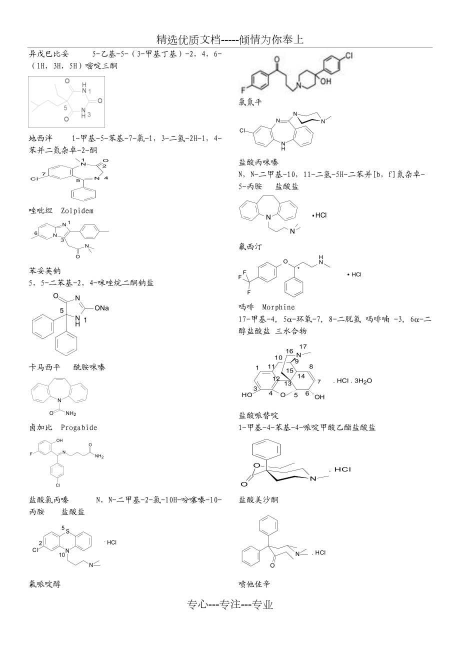 药物化学复习资料(化学结构式)(共10页)_第1页