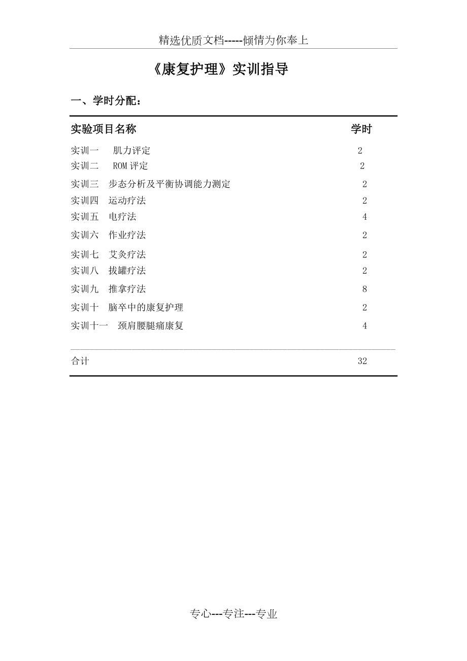 《康復護理》實訓指導(共15頁)_第1頁