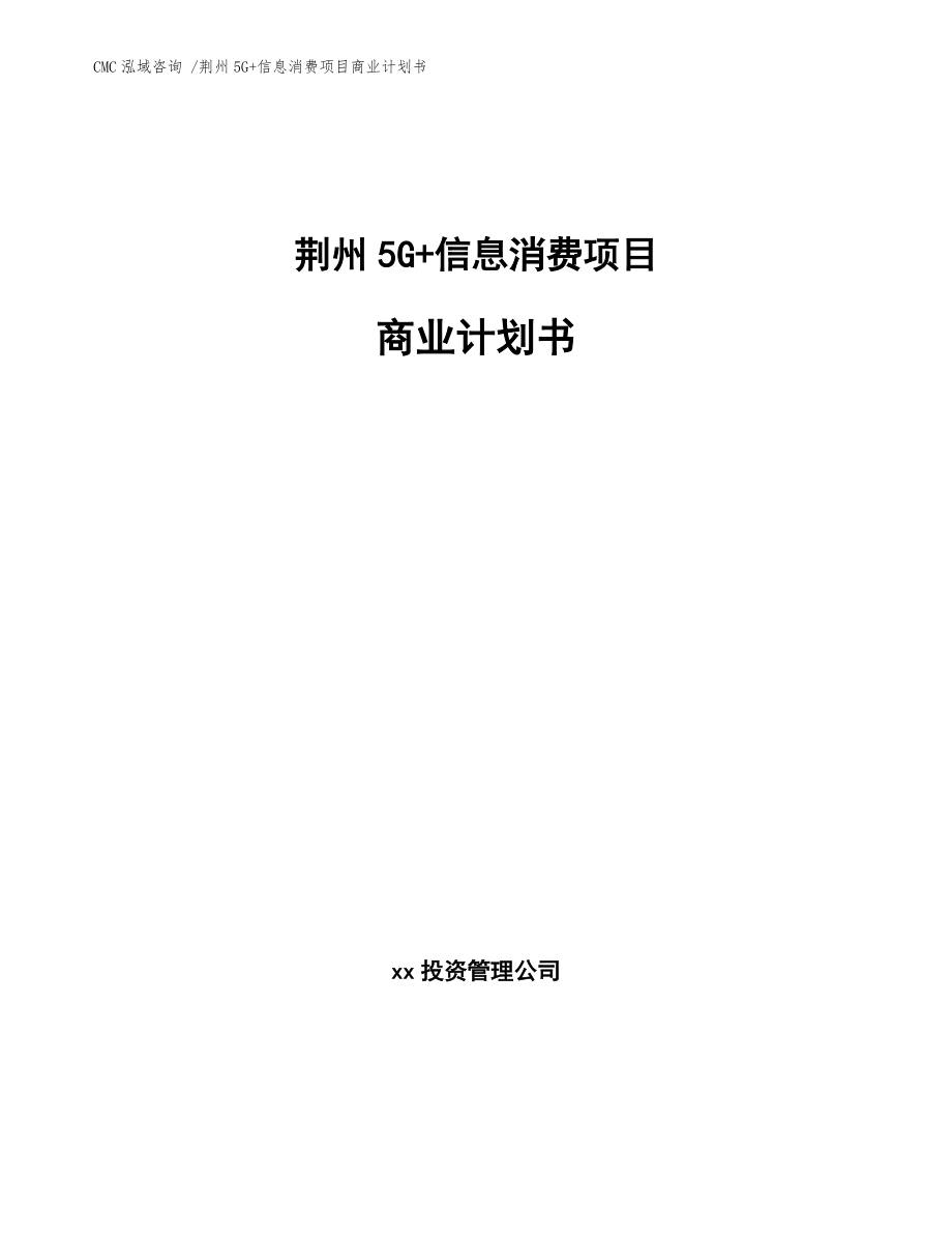 荊州5G+信息消費項目商業(yè)計劃書【范文參考】_第1頁