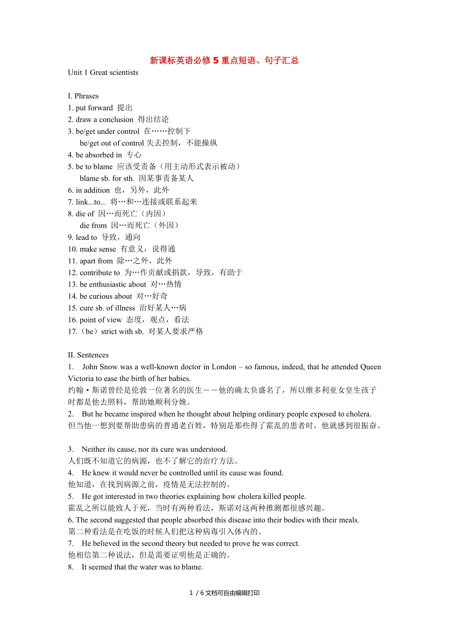 必修5→人教新課標(biāo)→[人教版][期中期末][教學(xué)素材]新課標(biāo)英語必修5重點(diǎn)短語句子_第1頁