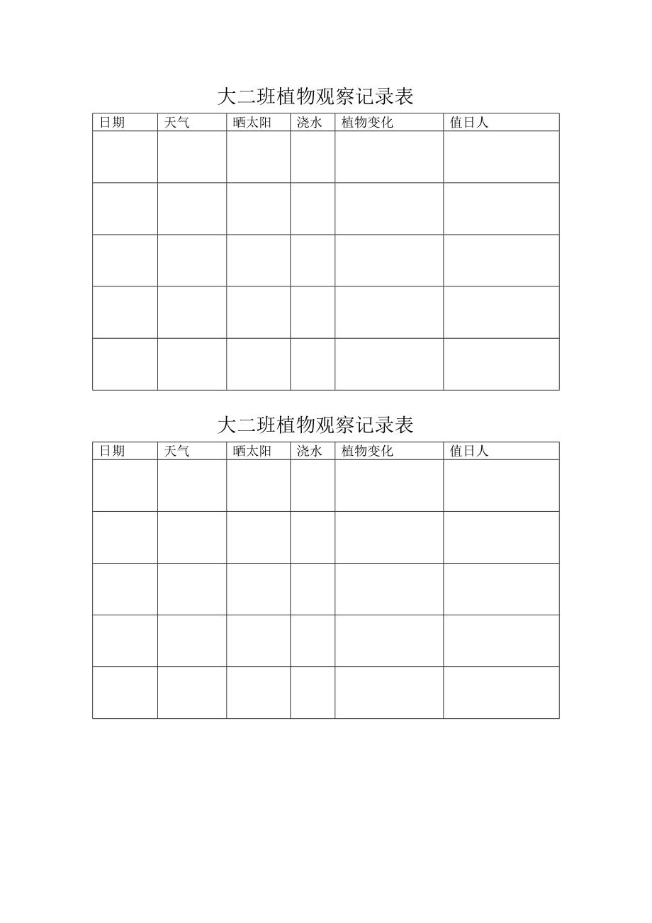 植物观察记录单图片