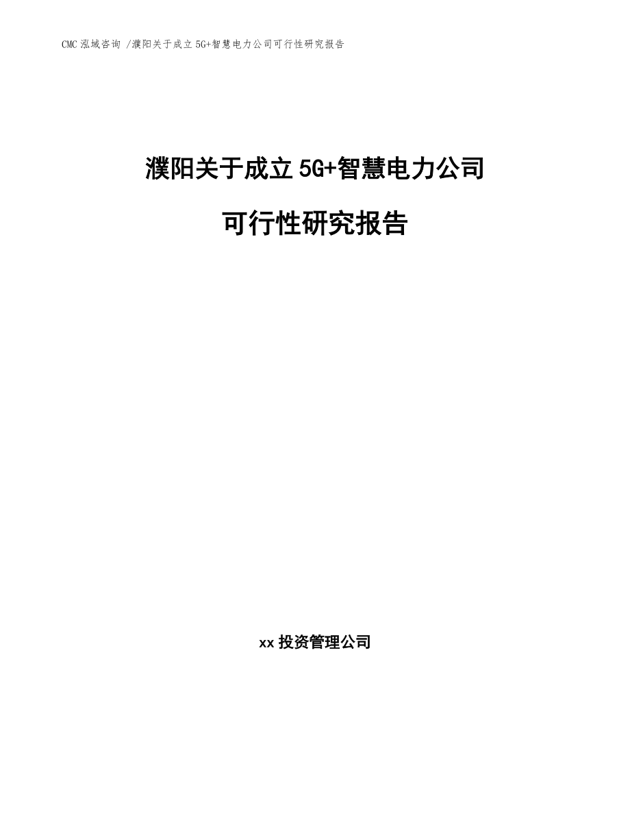 濮陽關(guān)于成立5G+智慧電力公司可行性研究報告【模板參考】_第1頁