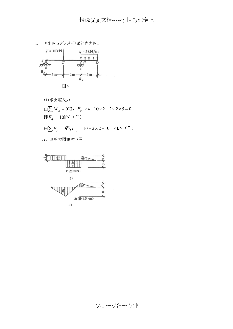 建筑力学分类题型计算剪力弯矩图(共6页)_第1页